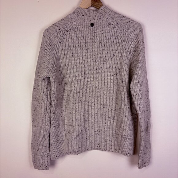 Kuhl Cream Speckled Merino Wool Blend Mock Neck Ribbed Sweater Ski Outdoor - Picture 6 of 12